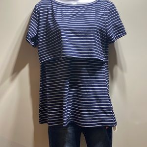 Smallshow nursing top size large navy stripe
